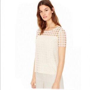 Tory Burch linen blend lace top Cream Small